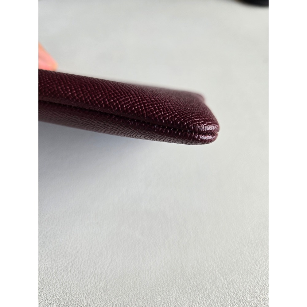 Coach Burgundy Pebbled Leather Zip Coin Pouch Wallet Card Case Oxblood Minimal - Picture 4 of 11